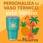 Ilustración abstracta de un vaso térmico personalizado con motivos veraniegos