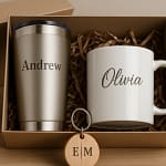 Kit de regalo con vaso taza y llavero Mixeroscom Kit de regalo con vaso taza y llavero personalizados